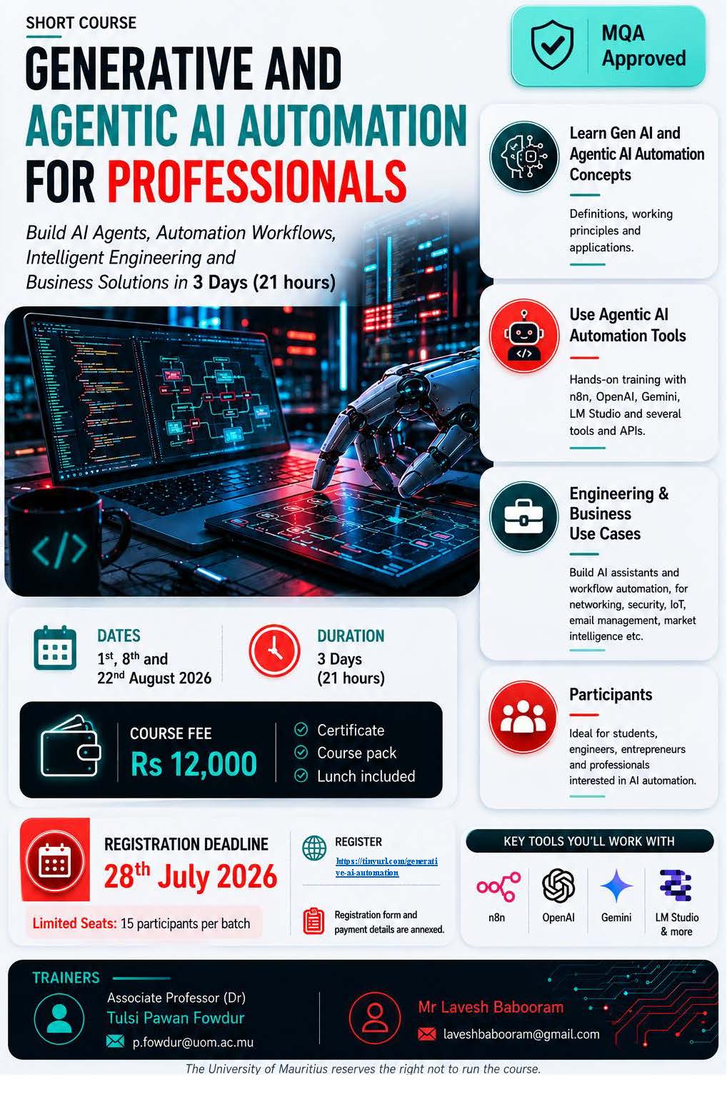 Short Course: Generative and Agentic AI Automation for Professionals
