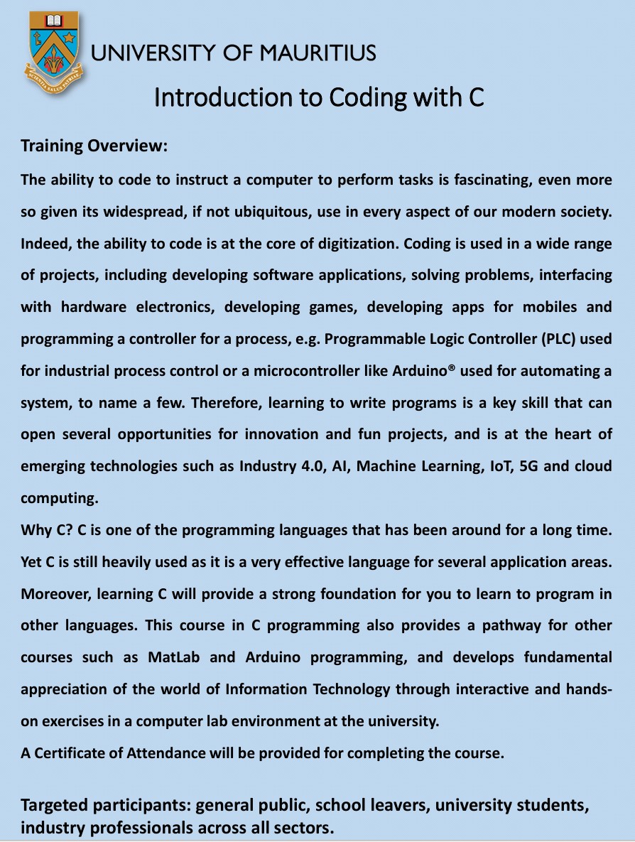 Short Course: Introduction to Coding with C